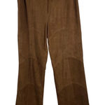Juliana Collezione 100% Suede Leather Pants Women's 8 Brown Bootcut High Rise Tan Photo 0