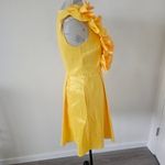New York & Company Yellow Satin Sleeveless Ruffled Roses 3D Effect Dress Size M Size M Photo 2