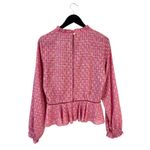 Stine Goya Medium Shirley Top Stars Pink Long Sleeve Peplum Open Back Blouse Photo 3