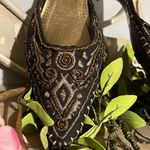 Qupid Pointed Toe Beaded Slip On Brown Shoes Kitten Heel Aztec Western Womens 7 Photo 4