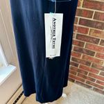 Elegant Navy Midi Velvet Dress Crystal Collar Holiday Travel Evening Outfit Vtg Blue Size 16 Photo 5