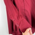 Chico's Top Women 0 US 4 Red Long Sleeve Ruffle Neck Tunic Poplin Button NWT Photo 5