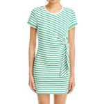 AQUA  Green Striped T-Shirt Dress with Tie Waist Mini‎ Bodycon XS Photo 2