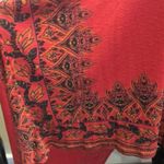 Free People  Oversized Red Boho Shark Tail High Low Shirt Sz XS Photo 7