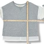 Loft Knit Chiffon Back Pullover Athleisure Top Grey Cream Large Photo 10