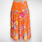 CHAPS  Orange Floral Tiered Flowy Maxi Skirt Small | NWOT Photo 2