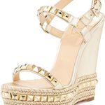 Christian Louboutin  Cataclou 140 nappa silk wedges in Sahara light gold size 36 Photo 0