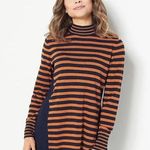 Susan Graver Striped Cotton Rayon Nylon Sweater Navy Amber Size Small Pre-owned Photo 0