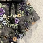Kimchi Blue  Urban Outfitters Black Sheer Embroidered Floral top size small Photo 5