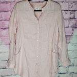 Sigrid Olsen  PALE PINK 100% LINEN LONG LINE TUNIC POCKET TOP SMALL OVERSIZED Photo 0