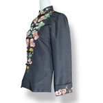 Vintage Madame Butterfly Black Embroidered Mandarin Jacket Size 4 Photo 1