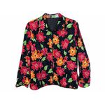 Laura Ashley  Blazer Jacket Large Women Black Zip Collared Polka Dots Floral Photo 0