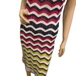 Laundry by Shelli Segal Chevron Knit Midi Dress with Striped Pattern in Navy,‎ Red, Yellow and White Photo 4