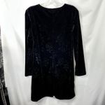 VTG Dress Black Velvet Burnout Size 10 Rose Print Shift Y2K 90s Long Sleeve 1806 Photo 2
