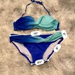 Women’s 2 Piece Halter Push Up Twist Detail Bikini Blue NWT Size L Photo 4