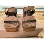 Gianvito Rossi Suede Buckle Dual-Band Platform Slide Sandals 7.5 US 37.5 EU NIB Photo 6