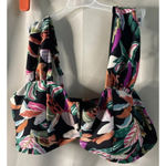 Bikini Top Adjustable Strap V Wire Black‎ Floral Flowers Tropical NEW 3X 24W Photo 1