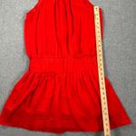 DO+BE High Neck Red Mini Dress Size Large Sleeveless Gathered Waist Bow Pleated Photo 3