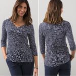 Chico's 100% Pima Cotton Polka Dot Print V-neck Pull Over Tee, Sz Medium Photo 1