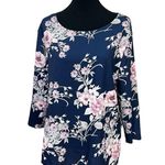 Women Long Sleeve Shirt Tunic Tops Flower Print Blouse Shirts Blue Pink Size XL Photo 1