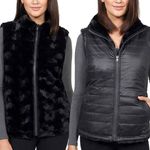 Nicole Miller  Original Black Reversible Faux Fur Puffer Vest Photo 0