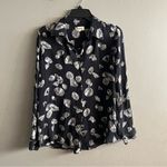L'Agence  DIAMOND NINA BLACK SILK BUTTON-FRONT BLOUSE IN BLACK MULTI DIAMOND L Photo 1