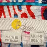 Boden rosie 100% linen tunic top button front multicolor ikat size 10R preppy Red Photo 8