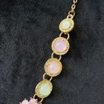 Womens Green Pink Bubble Flower Gem Necklace Jewelry with Lobster Clasp Photo 3