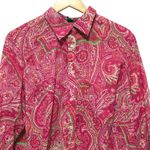 Ralph Lauren Lauren  Women‎ Button Top 1X Pink Paisley Cotton Boho Preppy Coastal Photo 2