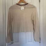 Aerie Sleeping Christmas Bear Distressed Long Sleeve Crop Photo 4
