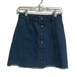 Harper Skirt Women S Denim Button Front 90s Mini High Waist Collegiate Preppy Blue Photo 0