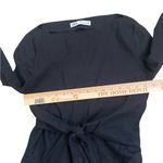 ZARA  black stretch boatneck tie front long sleeve top Photo 2