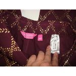 Isaac Mizrahi New Womens Live! Stretch Maroon Red Gold Foil Leaf Pants 6 T Tall Photo 2