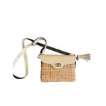 Sea And Grass Crossbody Basket Weave Purse with Tassel Charm Tan Tan Photo 1