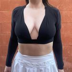Forever 21 Black Extremely Low Cut Long Sleeved Crop Top Photo 0