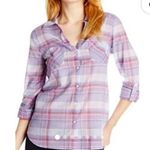 Joie  Blue Red Plaid Button Down Roll Tab Shirt Small Photo 0