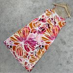 Natori  Women’s Satin Tropical Floral Midi Slip Dress Sleeveless in Multicolor L Photo 2