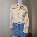 Free People  Blush Tan Cotton Denim Jean Jacket Trucker Style #OB483573 Small Photo 3