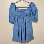 Abercrombie & Fitch  Emerson Poplin Mini Dress Size XS P Puff Sleeve Powder Blue Photo 2