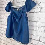 J.Crew  Chambray Cotton Off the Shoulder Blouse Size Medium‎ Photo 2