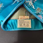 Vintage 80's Embroidered Teal Floral Top Feminine Chic Romantic, 38, W/Flaws Blue Photo 5