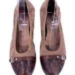 AGL Taupe Brown Suede and Snakeskin Cap Toe Ballet Flats Size 37 Photo 0