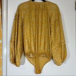 Free People All Tucks Printed Long Sleeve Bodysuit Women’s Small Yellow Photo 7