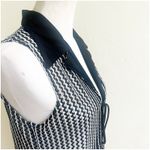 New Ruby Y2K Tie Front Open Vest Size Large Textured Sheer Pattern Black White Photo 10