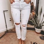 White Distressed High Waisted Jeans Size 27 Photo 0