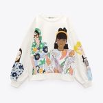 ZARA Blogger Fave Ecru Multi Girls Print Sweatshirt $59.90 EUC S Rare HTF Photo 12