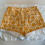 PacSun  White Orange Demim Floral Checked Women’s Mom Shorts Photo 2