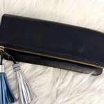 Anthropologie HECHIZO x  Black Bag Clutch Purse Faux Leather Tassels Boho Photo 2