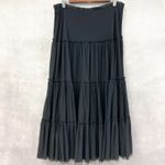 J. Peterman Tiered Mesh Skirt Womens 16‎ Whimsigoth Fairycore Witchy Cottagegoth Black Photo 2