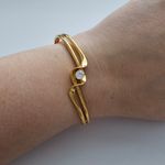 Gold Tone Twist Cuff Bracelet With Clear Rhinestone SD Anchor Hallmark Photo 0